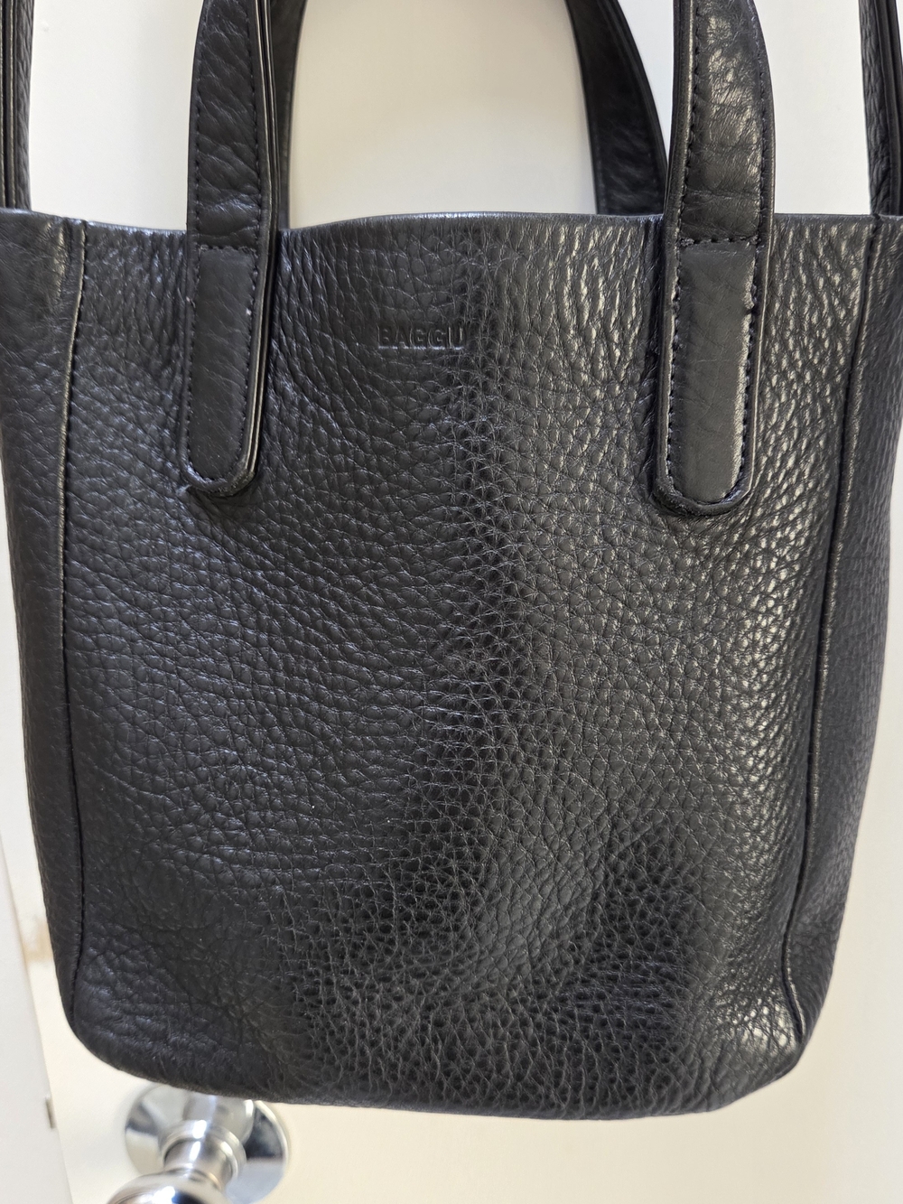 Baggu Black Leather Tote Bag - Classic Everyday Carry
